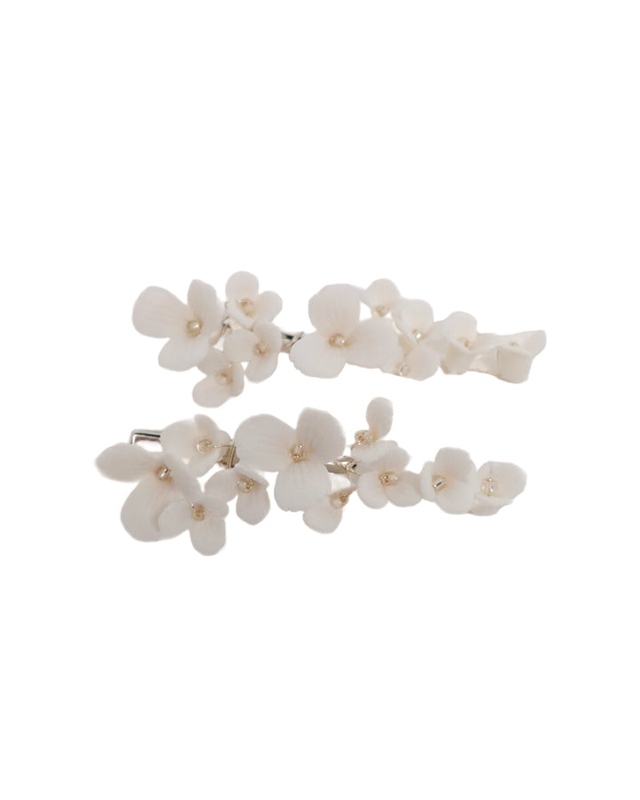 FLOWER BARRETTES | White