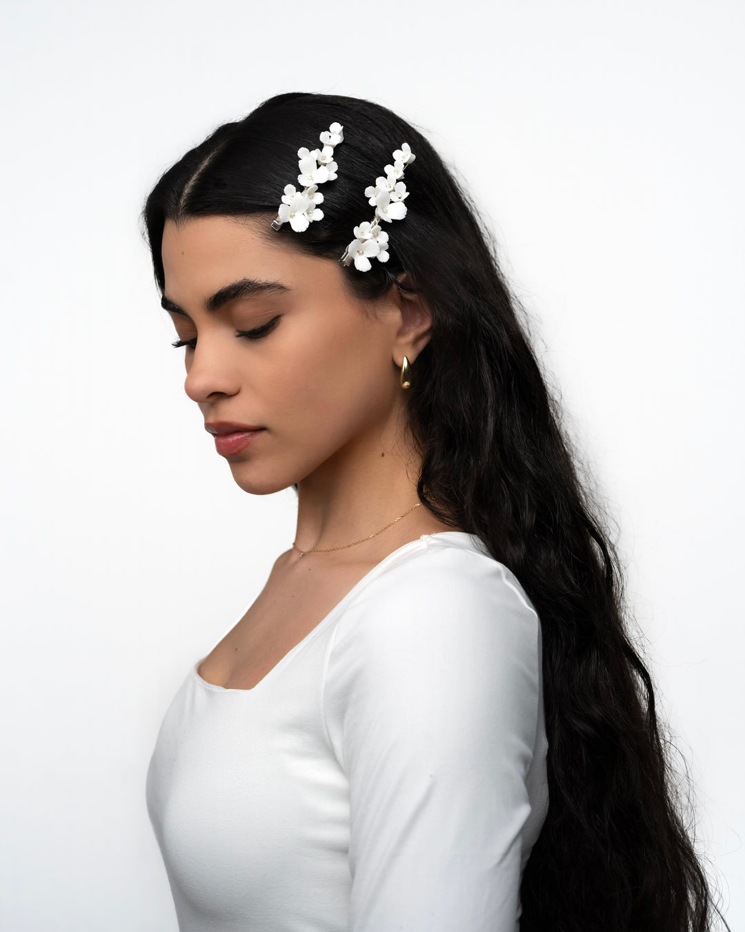 FLOWER BARRETTES | White